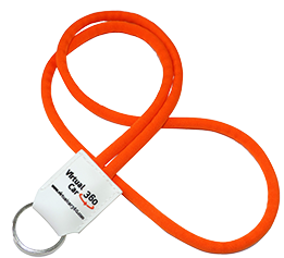 Round lanyards with logo embossed on a pvc ending 